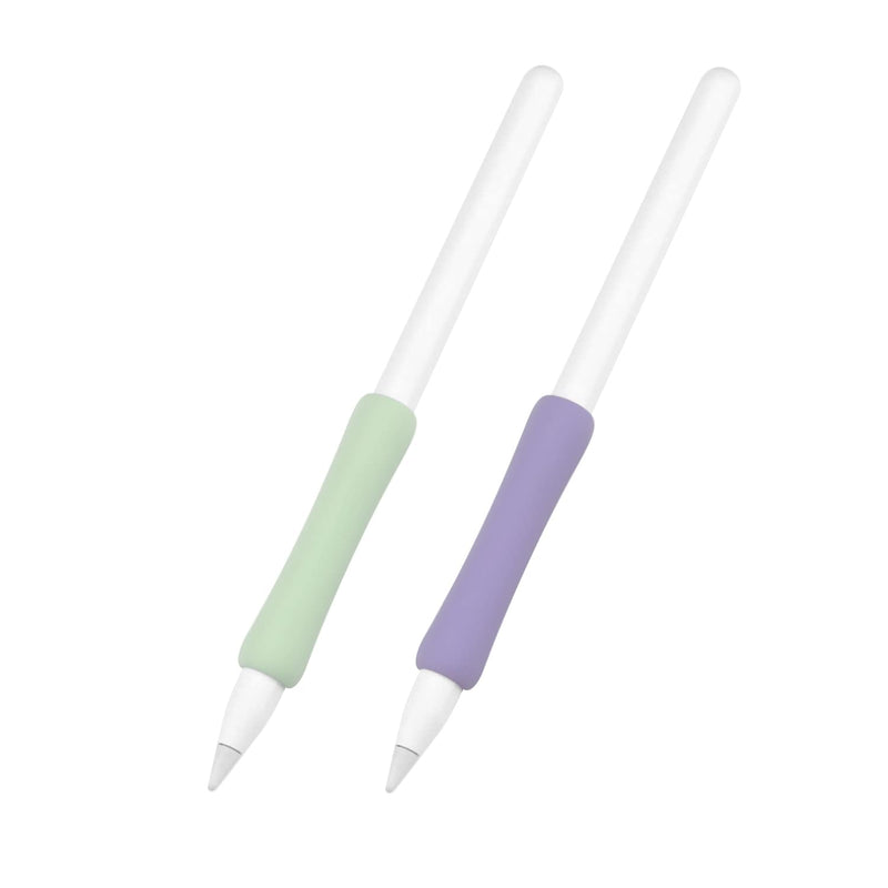 ProElife 2-Pack Ergonomics Grip Holder Silicone Protective Sleeve Cover for Apple Pencil 2nd 2021 & 1st Generation iPad Pro 11'' 12.9'' 2021/2020/2018 Stylus Accessories Kits (Lavender/Green) Lavender/Green