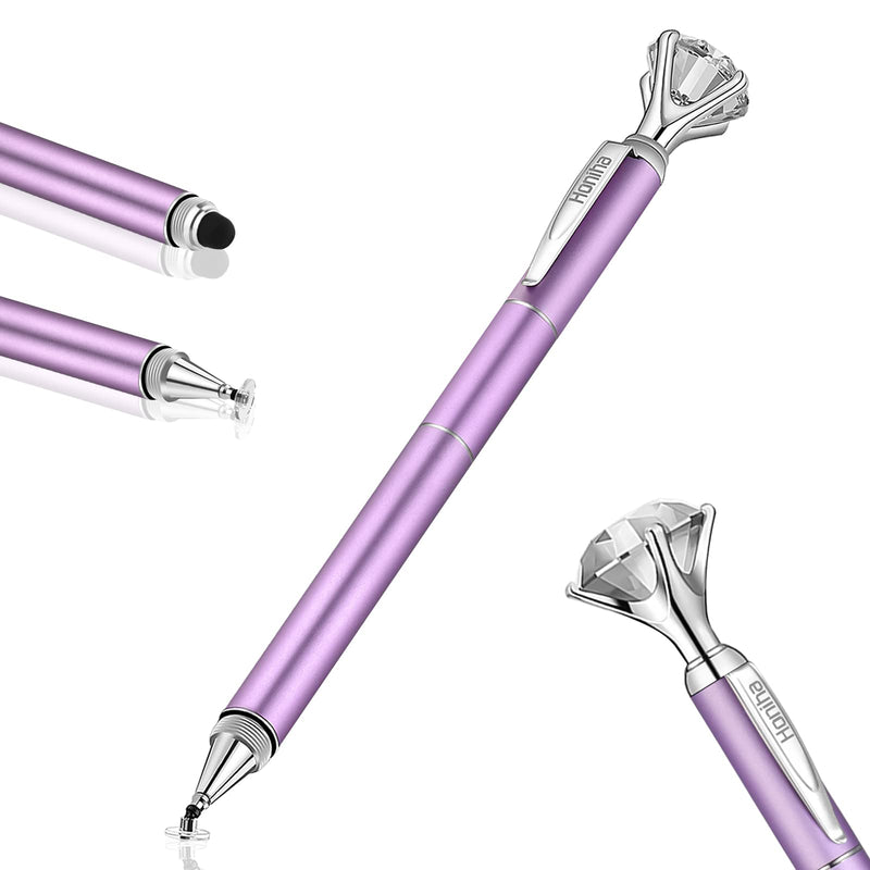 Honiha Stylus Pen, Big Diamond Multi-Tips Stylus Pens for Touch Screens Capacitive Stylus Universal Stylist Pen for for iPad iPhone and All Other Tablets & Cell Phones-Purple Purple