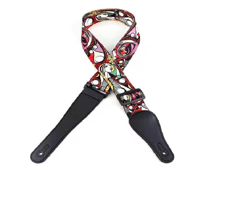 2" Unique Design Durable Classic Paiting Printed Silkly-Like Polyster Folk Acoustic Guitar Electric Bass Strap