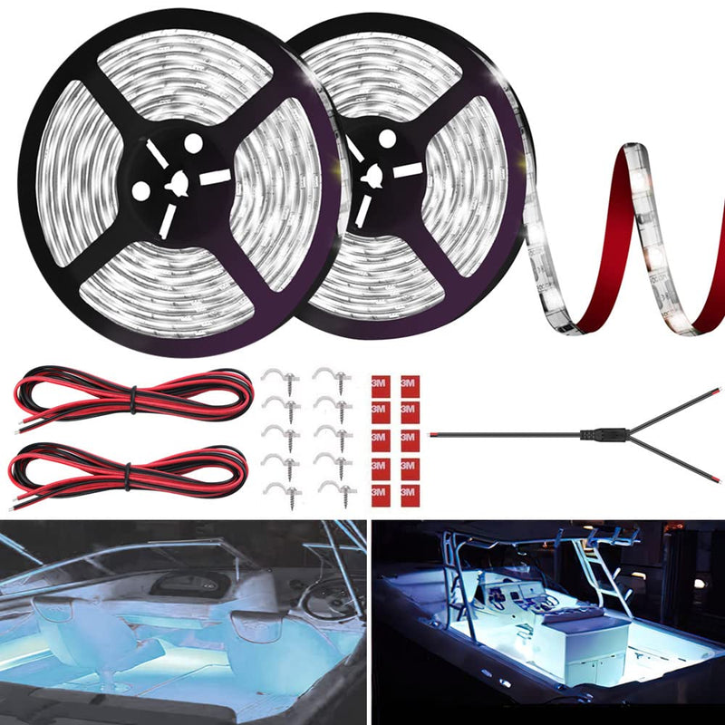[AUSTRALIA] - LED Boat Strip Lights, 32.8FT Marine Pontoon Led Lights, Waterproof Boats Interior Light, Under Gunnel Light, Boats Deck Lighting, Night Fishing Lighting for Pontoon Bass Fishing Yacht Kayak (White) White 