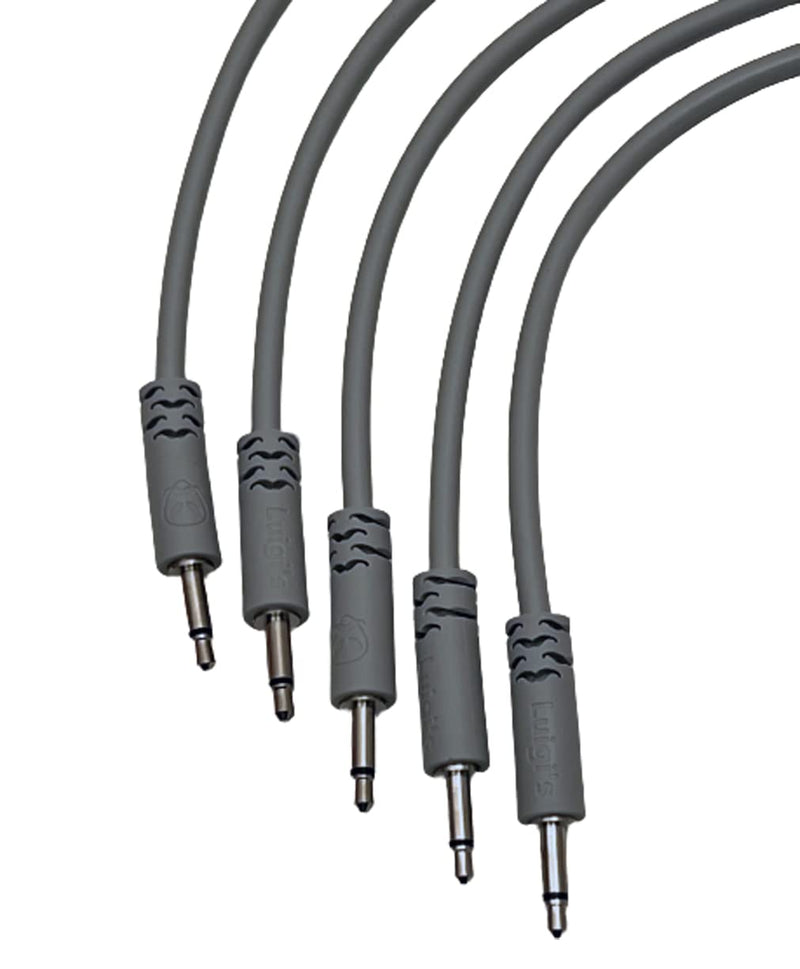 [AUSTRALIA] - Luigis Modular Supply Spaghetti Eurorack Patch Cables - Package of 5 Light Gray Cables, 12 (30 cm) 