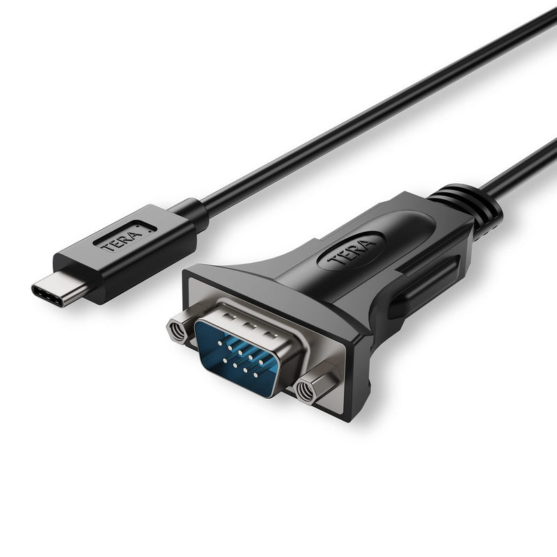 Tera Grand - USB C to RS232 Serial DB9 Adapter Cable with Hex Nuts and FTDI chipset, Supports Windows 11, 10, 8, 7, Vista, XP, 2000, 98, Linux and Mac, 6 Ft 6 Feet