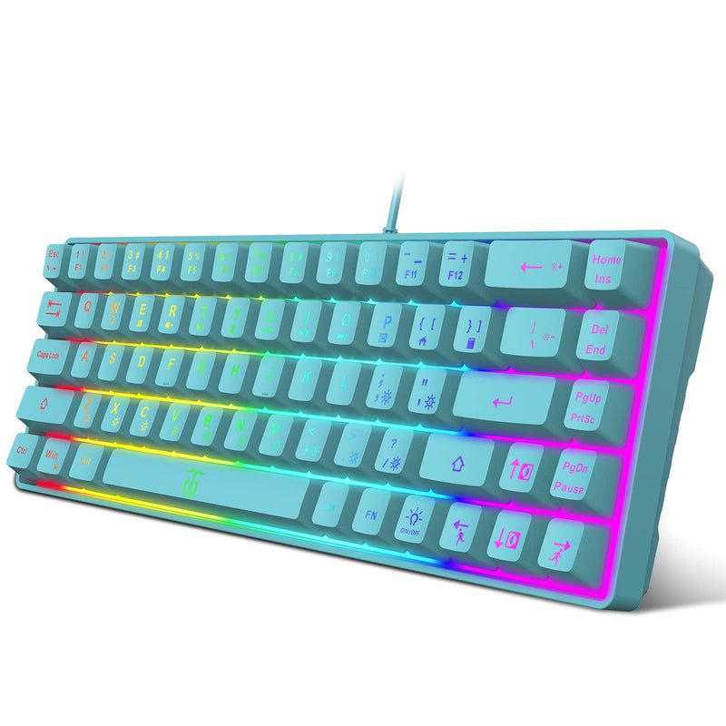 Snpurdiri 60% Membrane Gaming Keyboard,RGB Compact Wired Small Keyboard, Strong Mechanical Feel for PC/Mac Gamer, Typist, Travel, Easy to Carry on Business Trip(68 Keys,Blue) Blue