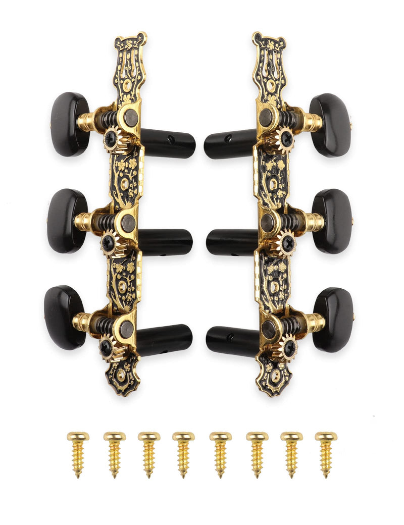 [AUSTRALIA] - Mr.Power Guitar Tuners Machine Heads 3+3 Set Tuning Keys String Pegs Only for Classical Guitar (Long Black, Black Button) Long Black 