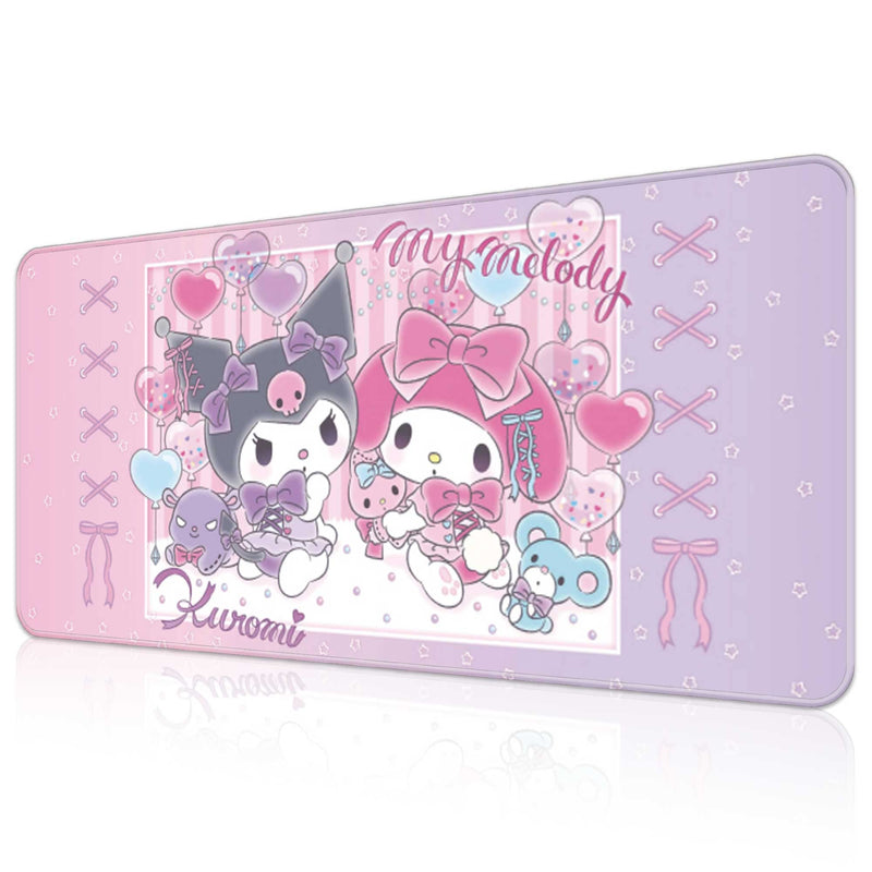 Cute Kawaii Extended Gaming Mouse Pad Large Size, Japanese Anime Cartoon Desk Mat, Art Rubber Waterproof Mousepad with Personalized Design for Girls (Melody & Kuro, 35.4"x15.7") 35.4"x15.7" melody & kuro
