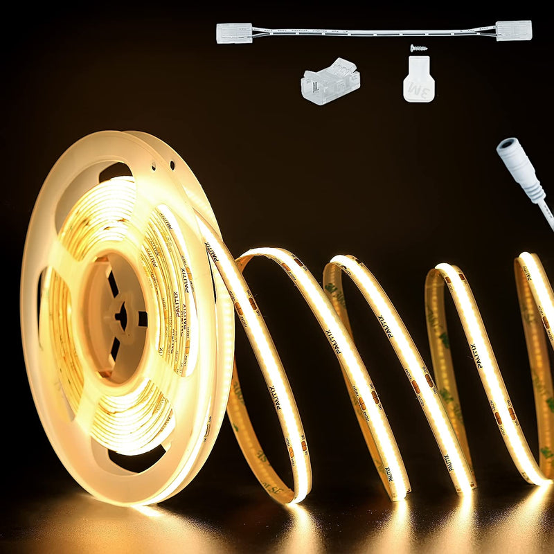 [AUSTRALIA] - PAUTIX COB LED Strip Light 32.8ft/10m 5040LEDs Warm White 2700K,High Lumen Flexible CRI93+ LED Tape Super Bright DC24V,for Cabinet Home DIY Lighting Projects(Power Supply & Controller Not Included) 2700K/32.8ft 