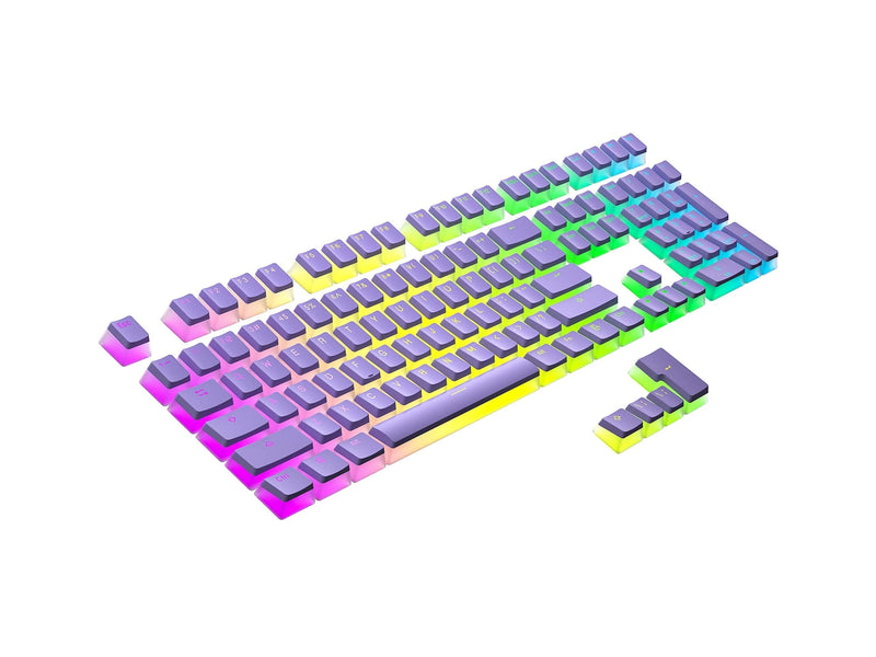 Ranked Pudding PBT Keycaps | 112 Double Shot Translucent ANSI US & ISO Layout | OEM Profile for RGB Mechanical Gaming Keyboard (Lavender) 112 Keys Lavender