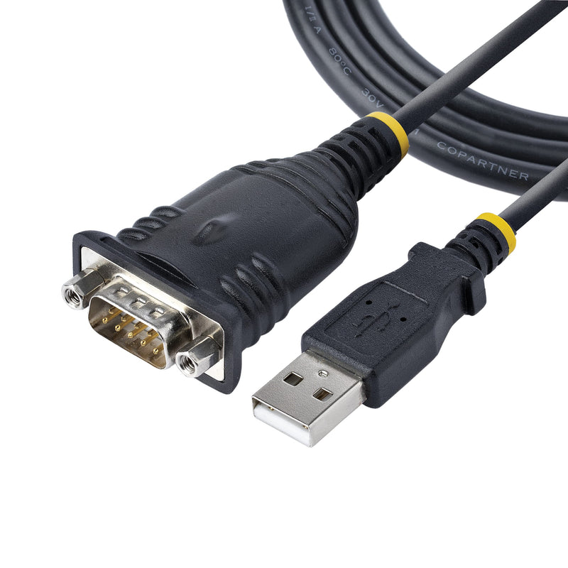StarTech.com 3ft (1m) USB to Serial Cable, DB9 Male RS232 to USB Converter, Prolific IC, USB to Serial Adapter for PLC/Printer/Scanner/Switch, USB to COM Port Adapter, Windows/Mac (1P3FP-USB-SERIAL) | USB to Serial Converter, for PLC, Printer, Scanner,...