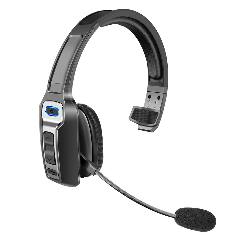 Trucker Bluetooth Headset, V5.2 Wireless Headset with Upgraded Microphone AI Noise Canceling, On Ear Bluetooth Headphone with Mute for Driver Office Call Center (Black) Black