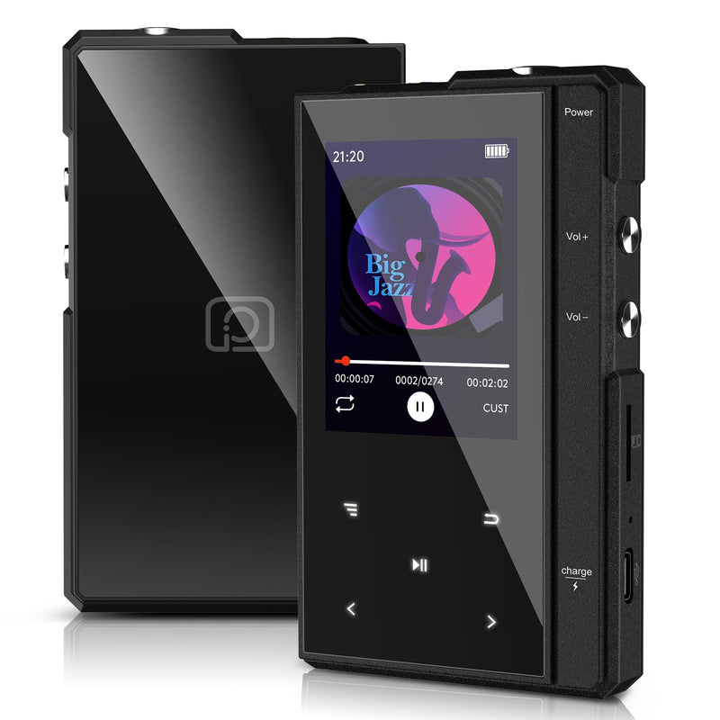 [AUSTRALIA] - 32GB MP3 Player with 90 Hours Long Battery Life,Bluetooth 5.0,Phinistec Z6 Digital Audio Player with Loud Speaker, 2.4'' IPS Portable Music Player,FM Radio,Voice Recorder Support up to 256GB(Black) 32GB 