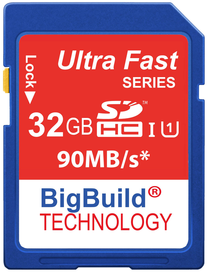 BigBuild Technology 32GB Ultra Fast SDHC 90MB/s Memory Card Compatible with Nikon CoolPix P900, P950, P1000, L340, W100, W150, W300 Camera Blue / Size: 32GB