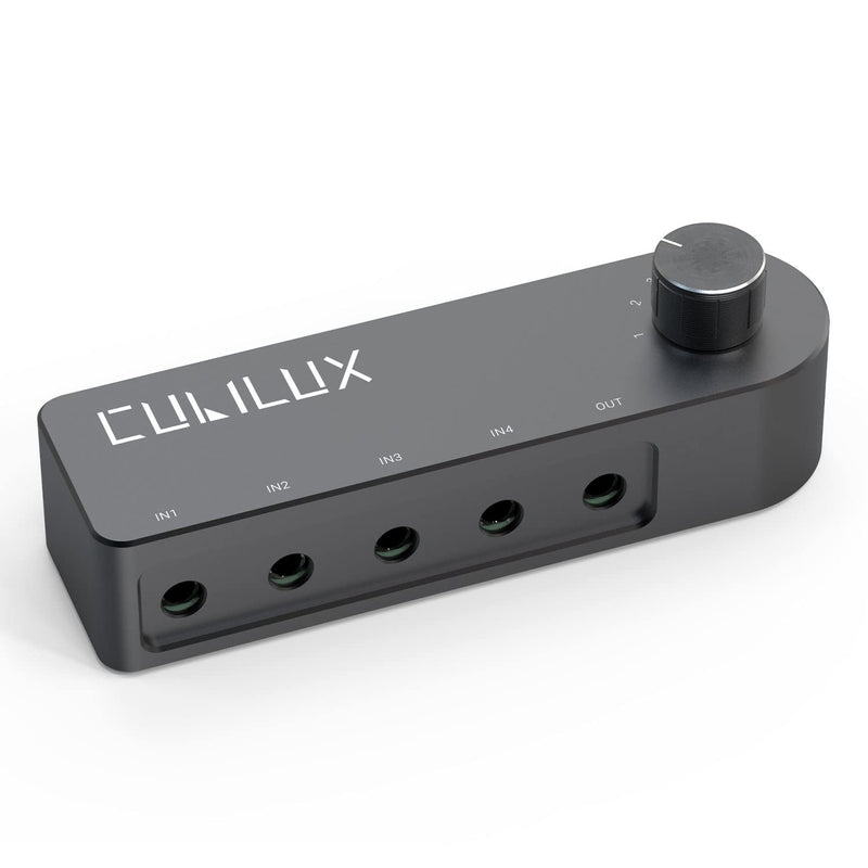 [AUSTRALIA] - Cubilux Bidirectional 3.5mm Audio Switcher (1-in to 4-Out / 4-in to 1-Out), Stereo 1/8” Aux Selector Box for Speaker Headphones/Earphones, Audio Switch for Laptop Computer Smartphone Tablet 