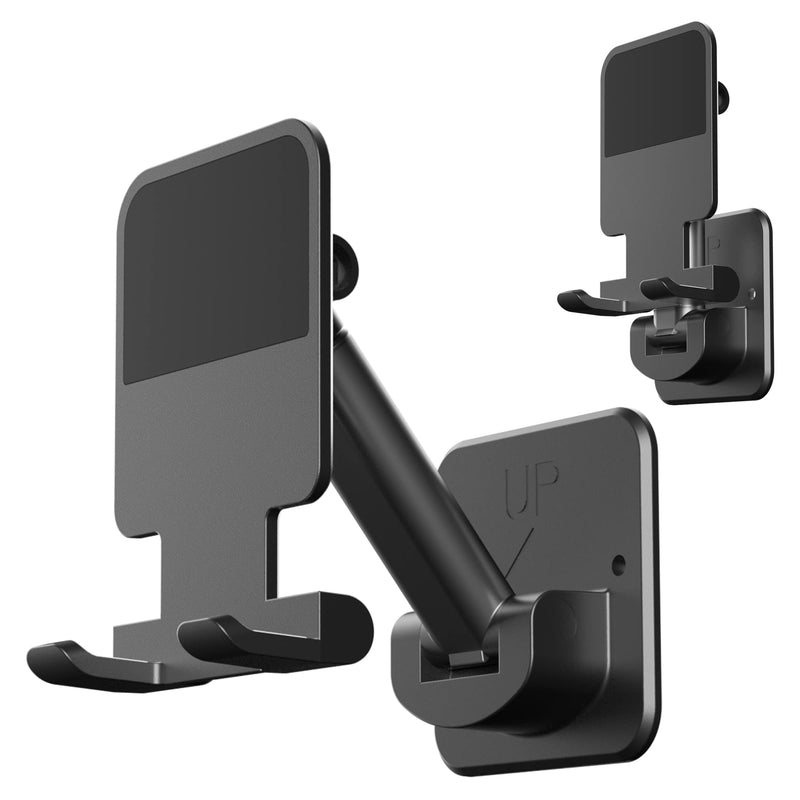 pzoz Wall Mount Cell Phone Tablet Holder, Extendable Adjustable Cellphone Stand for Mirror Bathroom Shower Bedroom Kitchen Treadmill, Compatible with iPhone iPad Series or Other Smartphones (Black) Black