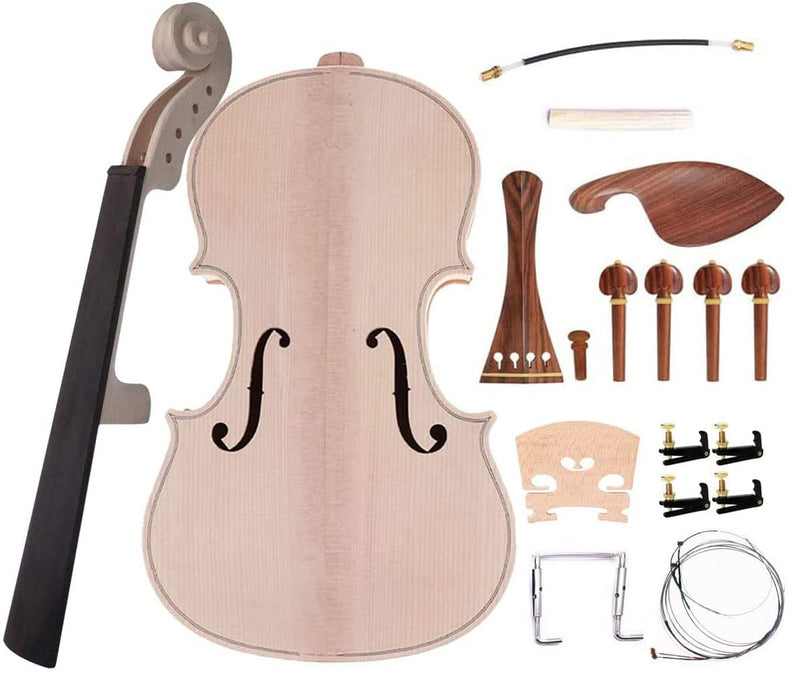 4/4 Violin DIY Kit Build Your Own Violin Fiddle Kit Full Size Violin Basswood with Complete Parts & Accessories Gift for Kids Students Beginners