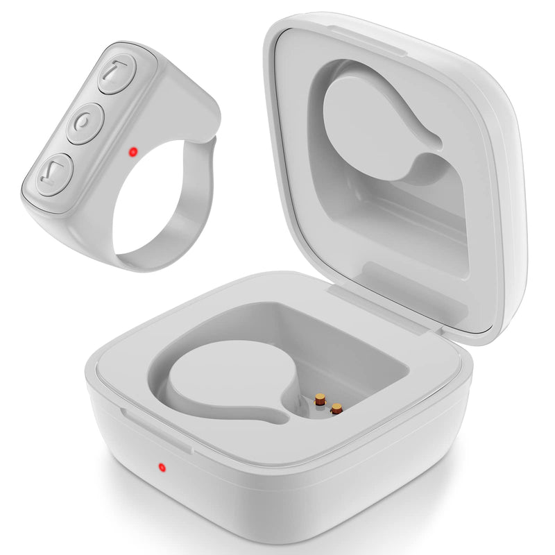 TIK Tok Bluetooth Remote Control Wireless Page Turner Tiktok Scrolling Control Rechargeable with Ring Design for iPhone Android Ipad Cell Phone (White) White