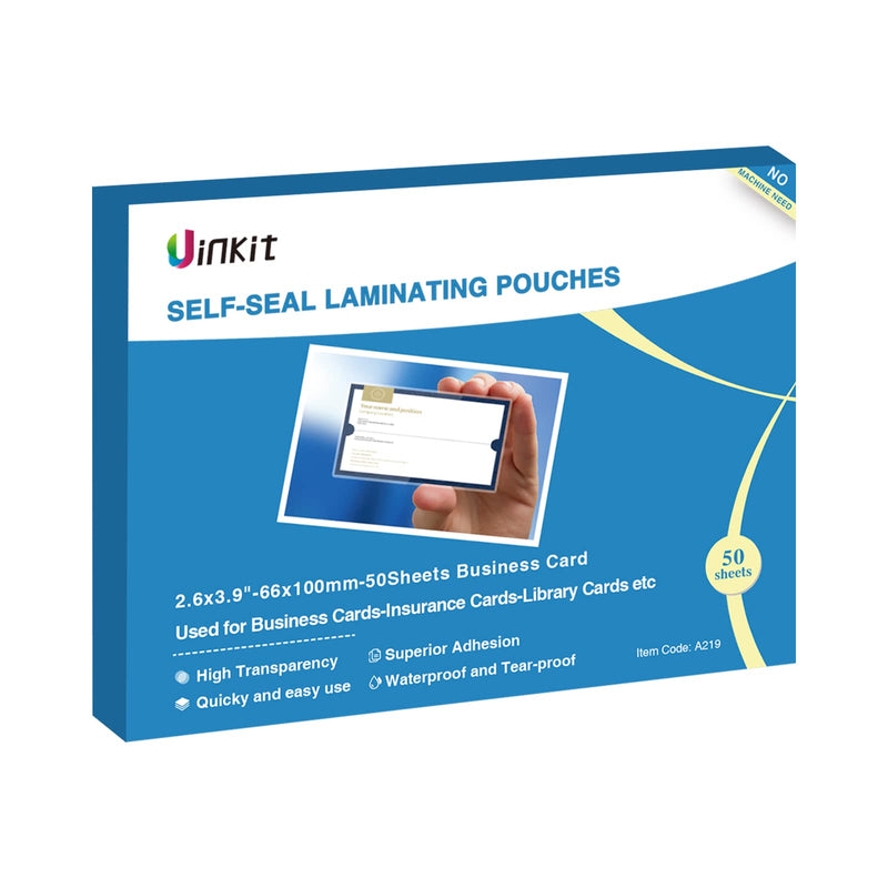 Uinkit Self Sealing Laminating Pouches Self Adhesive Laminating Sheets for Cards 2.6x3.9inches 50Pack 10Mil Thick Gloss Finish No Machine Need (2.6x3.9Inchesx50Pack) 2.6x3.9Inchesx50Pack