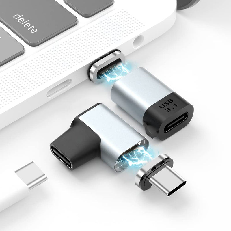 USB C Magnetic Adapter 24Pins Type C Connector Straight + Right Angle 4K@60HZ PD 100W Fast Charging 10Gb/s Data Transfer Compatible with iPad MacBook Pro Air Switch usb c magnetic adapter straight + right angle