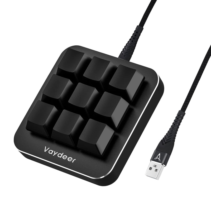 VAYDEER One-Handed Mechanical Keyboard Support NKRO, Hotkeys, One-Click Start,9 Fully Programmable Keys with Floating Window and Macro Multifunctional Keypad Compatible with iOS,Windows