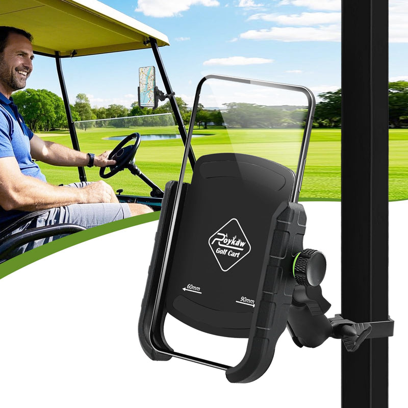 Roykaw Golf Cart Phone Mount Holder Compatible with iPhone/Galaxy/Google Pixel- Fit for EZGO Club Car Yamaha and Most Other Golf Cart Models,Upgrade Quick Release