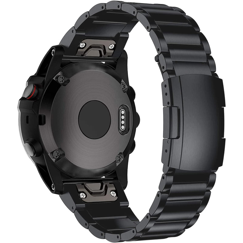 for Garmin Fenix 8 51mm/7X/6X/5X Plus Band, 26mm Titanium Metal Quick Release Easy Fit Watch Bands with Double Button Clasp for GarminEnduro 2 / Descent Mk2i / Tactix 7 Pro Smartwatch Black