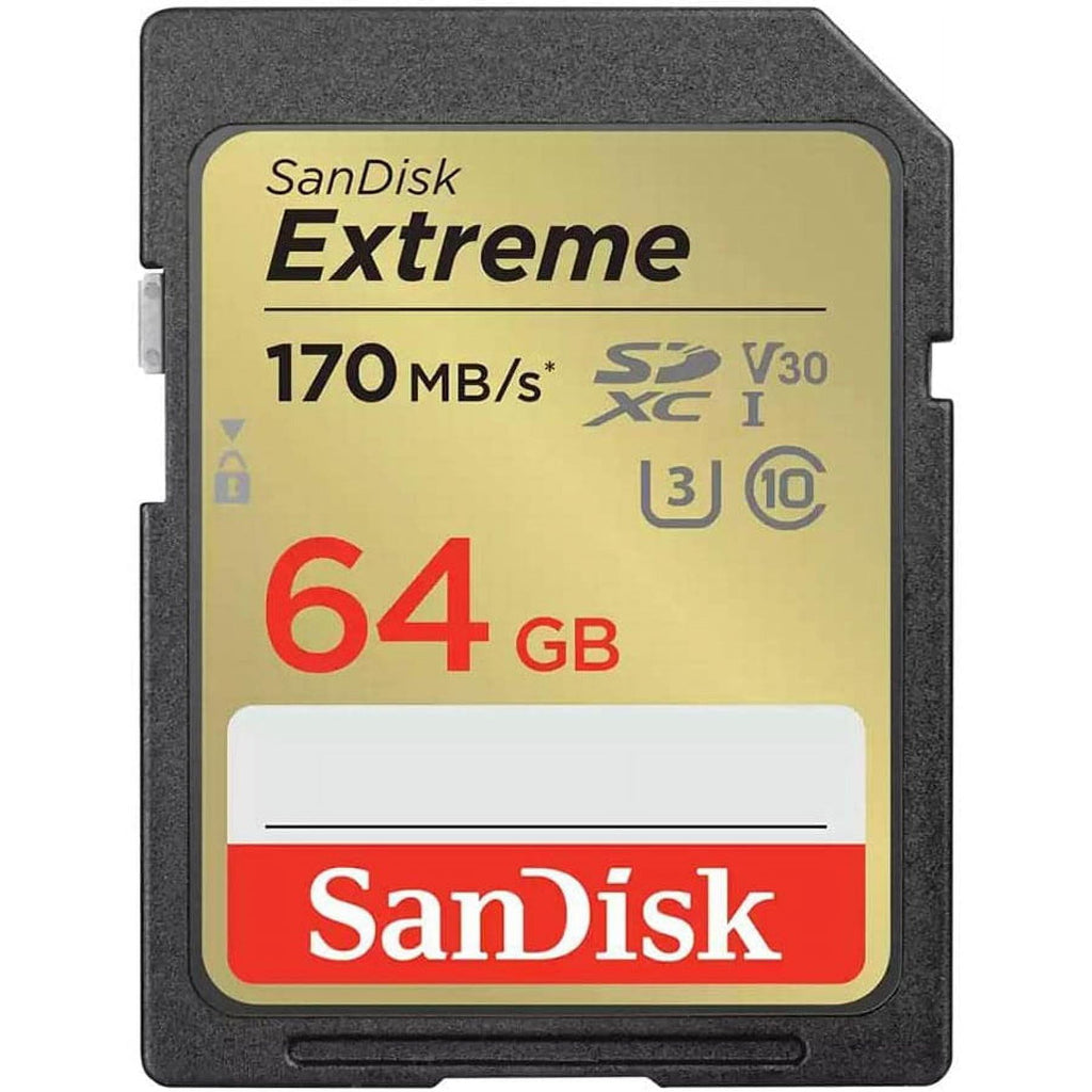 SanDisk 64GB Extreme SDXC UHS-I Memory Card - C10, U3, V30, 4K, UHD, SD Card - SDSDXV2-064G-GNCIN Memory Card Only