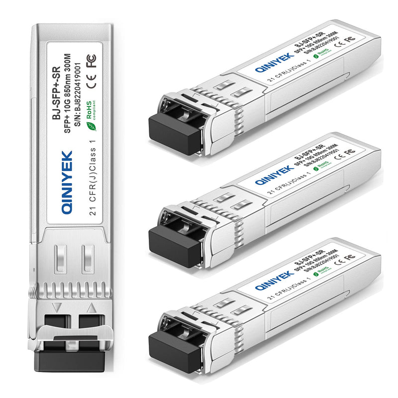4Pack 10Gbase-SR SFP+ LC Transceiver, 10G Multimode SFP Module 850nm, up to 300 Meters, for Cisco SFP-10G-SR, Ubiquiti UniFi UF-MM-10G, Meraki MA-SFP-10GB-SR, Mikrotik, TP-Link and More x4