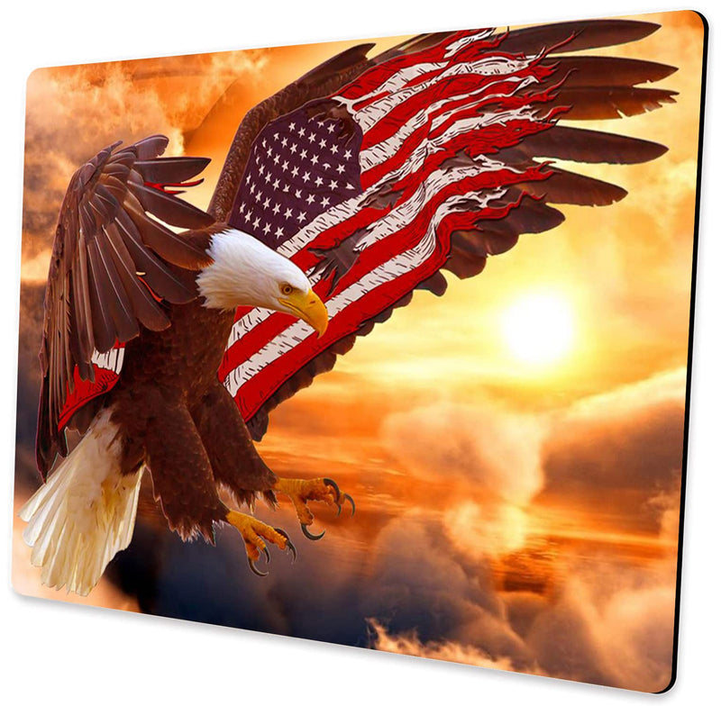 Custom Square Gaming Mouse Pad, Office Computer Mouse Pad, American Flag Eagle Anti-Slip Rubber Desktop Mouse Pad