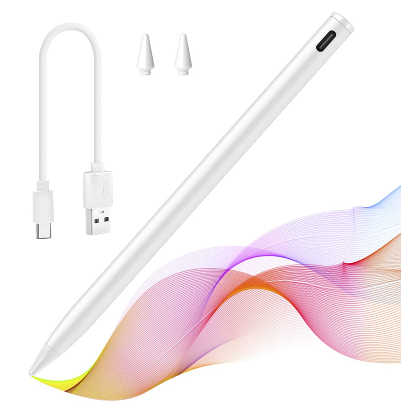Stylus Pen Compatible for iPad (2018 and Later) ,Palm Rejection, Compatible with iPad Pro 11&12.9 Inch,iPad Air (3rd/4th/5th),iPad Mini(5/6th),iPad(6/7/8/9th),Tilting Detection (White) White