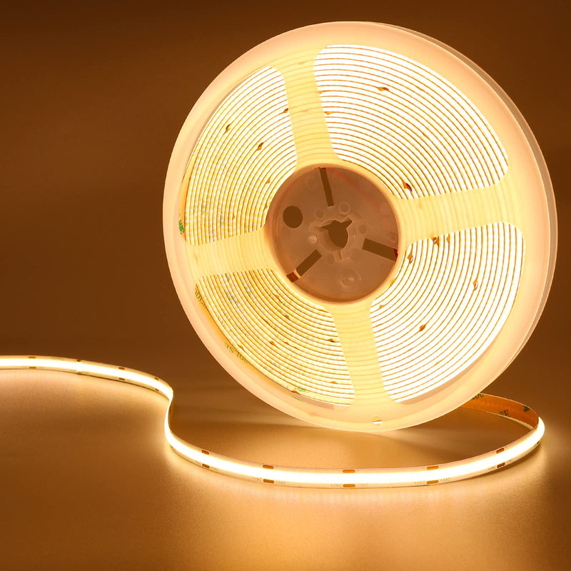 [AUSTRALIA] - 32.8ft(10M) 24V COB LED Strip Light Warm White 3000K 3840LEDs CRI 93+ 6800lm Uniform Glow Dotless IP20 Not Waterproof Flexible LED Tape Lights for DIY Cabinet Bedroom Home Decor(No Power Supply) 10 meters 