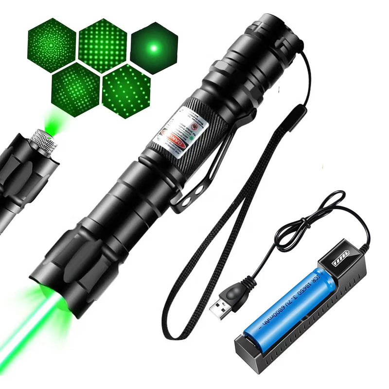 Long Range Green Laser Pointer with On/Off Switch Button, Laser Pointer High Power with USB Charging Case -Tactical Long Range Laser for Indoor Meetings, Pet Exercising, Outdoor Camping, Astronomy and