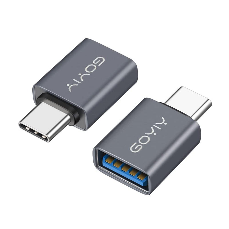 GOYIY USB C to USB Adapter, USB C Male to USB Female Adapter, USB3.2 Gen 2，2-Pack, Compatible with MacBook Pro/Air, iMac, iPad Mini/Pro, Mobile Phone and Other Type C or Thunderbolt 4/3 Devices(Grey) Grey