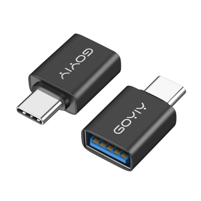 GOYIY USB C to USB Adapter, USB C Male to USB Female Adapter, USB3.2 Gen 2，2-Pack, Compatible with MacBook Pro/Air, iMac, iPad Mini/Pro, Mobile Phone and Other Type C or Thunderbolt 4/3 Devices(Black) Black