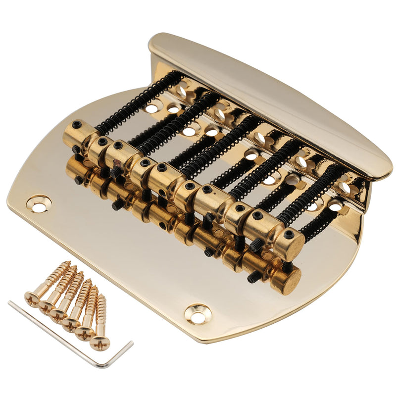 Musiclily Pro 16mm Steel 5-String Bass Bridge for Musicman Style Bass, Gold
