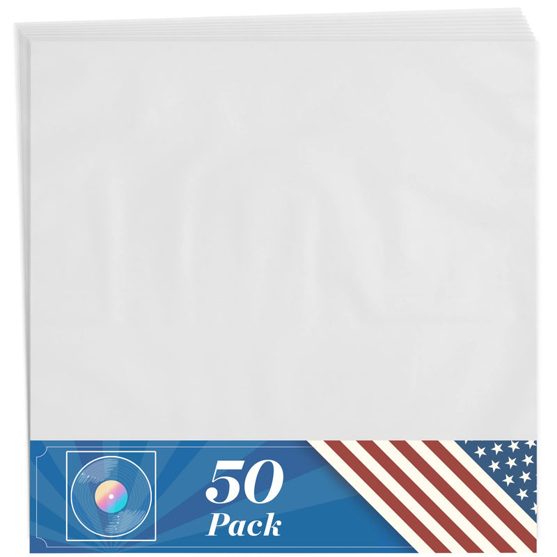 50 Anti Static Inner Record Sleeves for Vinyl LP Records (12 inch, Square, Translucent), Album Record Protective Plastic Covers for Storage 50 Pack