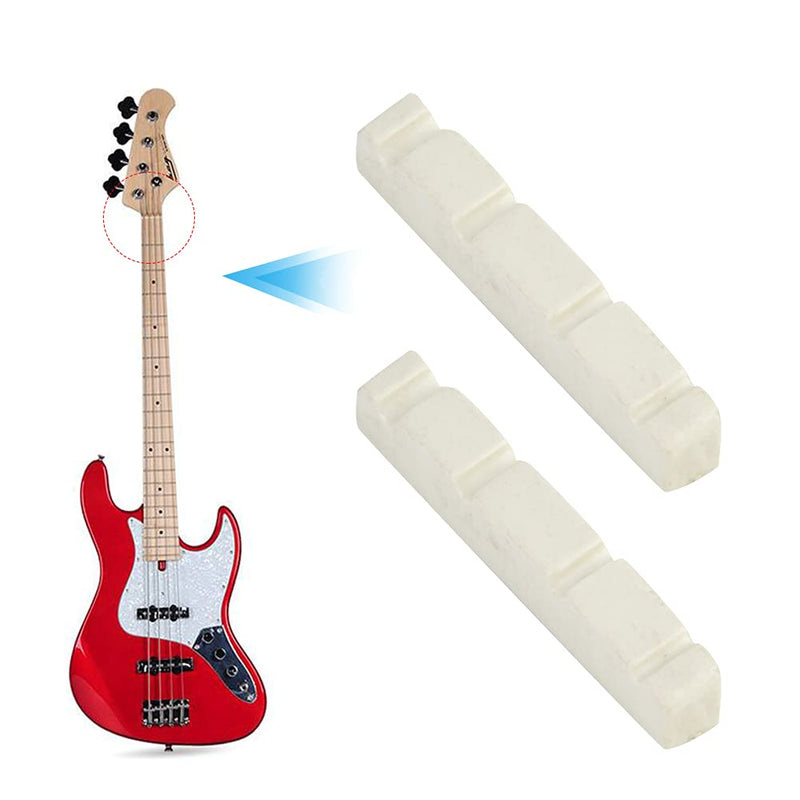 CHICIRIS Easy to Install and Use 4 String Bass Nut, Bass Guitar Nut, Excellent Durability Quality Plastic Material for Bass Guitar(ZE-1005 44 * 5.8 * 8MM)