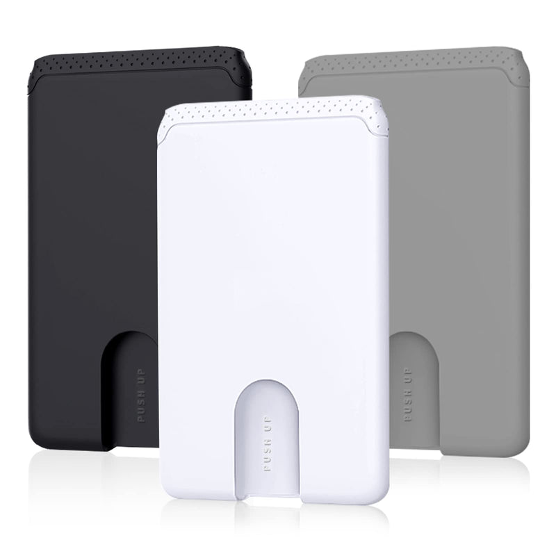 SHANSHUI 3 Pack Phone Card Holder Ultra Slim Phone Credit Card Holder Stick on Wallet Anti-Lost Design Phone Wallet Pocket Compatible for iPhone and Most Smartphones - Black White Grey 3 PCS x Black, Grey, White Adhesive