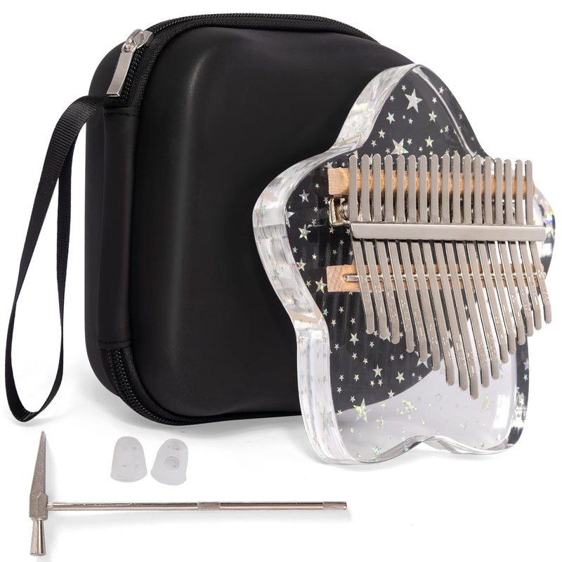 [AUSTRALIA] - Cute Kalimba Thumb Piano 17 Keys-Star Crystal Acrylic Finger Piano-Portable Mbira Musical Instruments Cute Christmas Gift with Tune Hammer and Study Instruction for Adults Beginners Star 