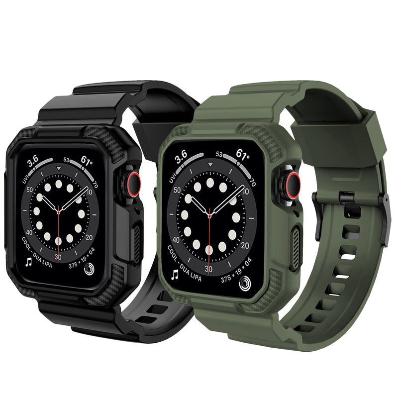 OROBAY Compatible with Apple Watch Band with Case 41mm 40mm 38mm, Matte Black and Army Green
