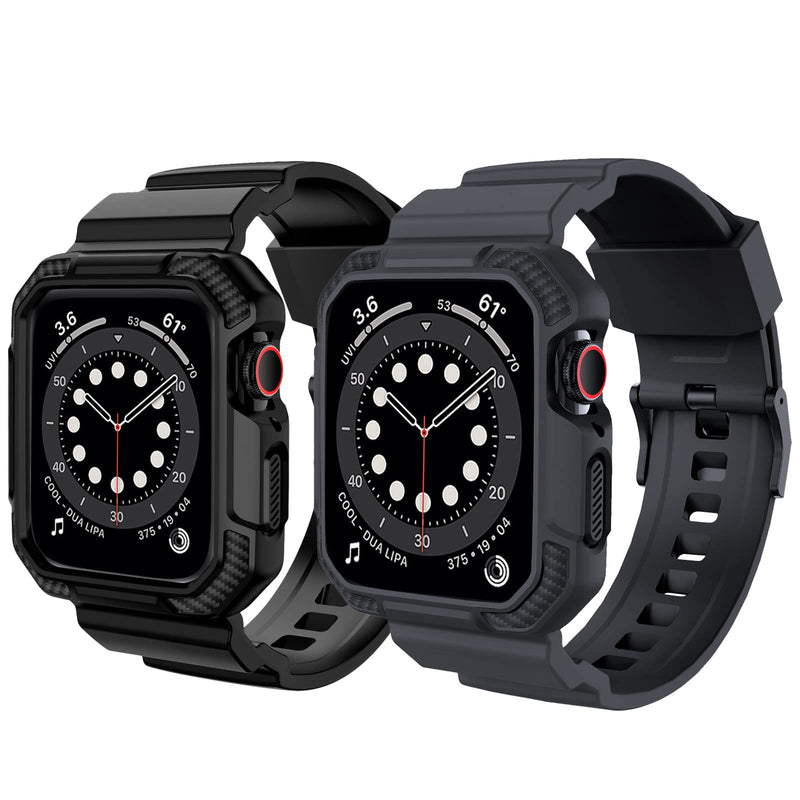 OROBAY Compatible with Apple Watch Band with Case 41mm 40mm 38mm, Matte Black and Dark Gray