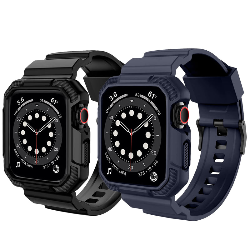 OROBAY Compatible with Apple Watch Band with Case 41mm 40mm 38mm, Matte Black and Midngiht Blue