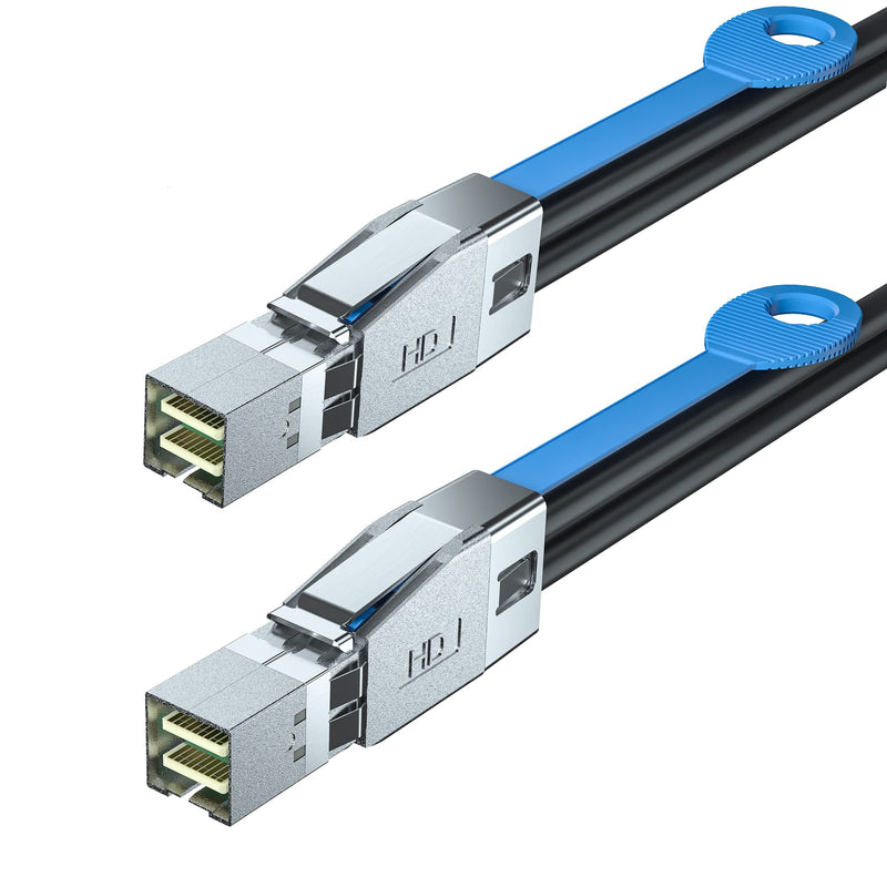 H!Fiber.com 12G External Mini SAS HD SFF-8644 to Mini SAS SFF-8644 Cable, High Density HD Cable, 1-Meter(3.3ft), for Hard Disk Server, SAN, Raid Card 1m(3.3ft) SFF-8644 to SFF-8644