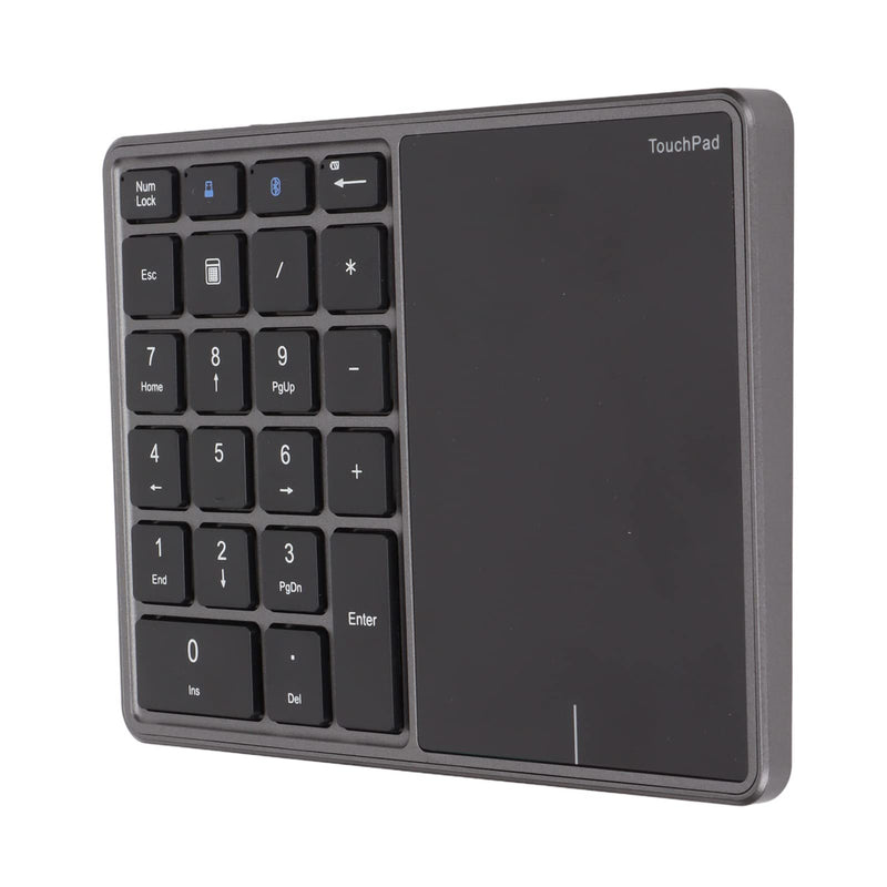 Number Pad Mouse Combo, 2 in 1 BT Number Pad Touchpad Mouse 22 Keys, Bt4.2 2.4G Type C Charging Keyboard 500Mah Battery Numeric Keypad for Office (Iron Gray)