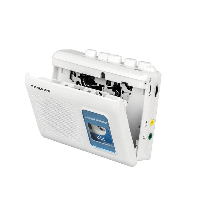 [AUSTRALIA] - TOMASHI Portable Cassette Player Tape Recorder with Built-in Speaker,Microphone,Headphone Jack-, 4.57 x 3.54 x 1.38inch white 