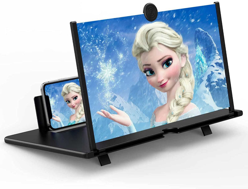 18" Screen Magnifier for Cell Phone – 3D HD Magnifing Screen Enlarger Projector for Movies Videos and Gaming – Foldable Phone Stand Holder with Screen Amplifier–Compatible with All Smartphones Black-18''