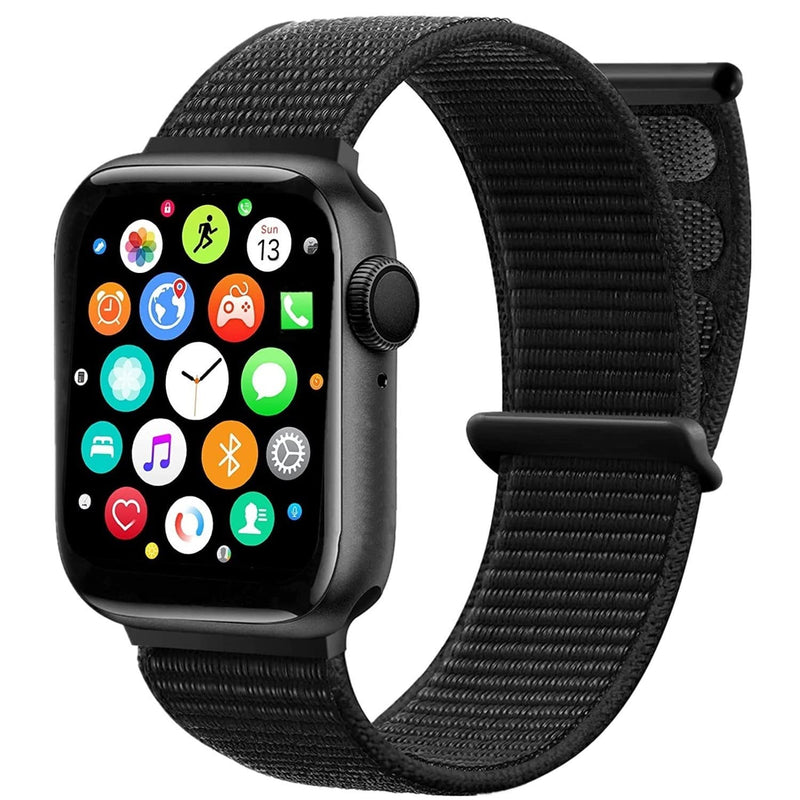Smart Watch for Men Women for Android iOS Phones Compatible with iPhone, Full Touch Screen Fitness Tracker with Call/SMS/Heart Rate/Blood Oxygen Monitor/Pedometer/Nylon Sport Bands (Black) Black