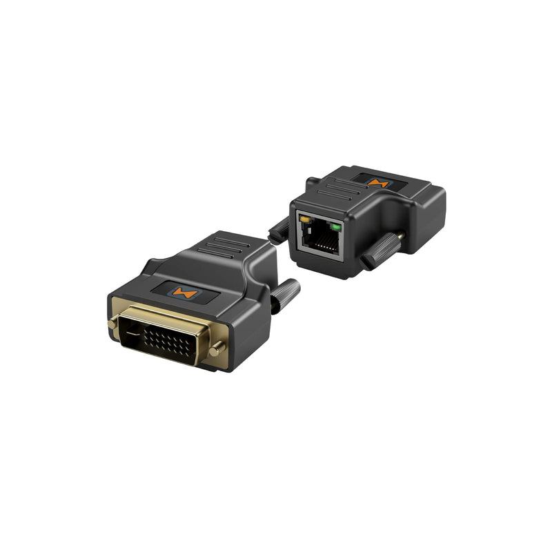 DVI CAT5E/6 Mini Extender, DVI CAT5 with EDID Emulator, Passive, Resolution Up to 1920x1200@60Hz, Transmission Distance Up to 100ft(30m), No Need to Separate TX/RX, TAA Compliant