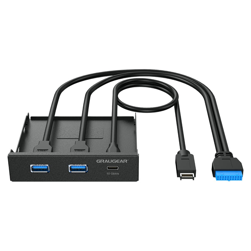 GRAUGEAR 3.5 Inch Front Panel Hub, Internal Multi USB Slots of USB 3.2 Gen 2 USB-C and 2 USB 3.0 Ports, 20-Pin USB 3.2 Key-A Header Required, Fits 3.5" PC Computer Case Front Bay [G-MP01]