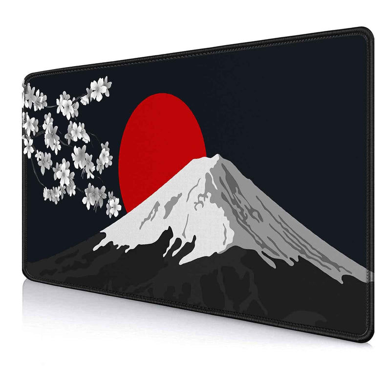 IMAYONDIA Japan Mount Fuji Large Gaming Mouse Pad (35.4x15.7 in), Extended Non-Slip Rubber Base Mousepad, Keyboard Mat Desk Pad for PC Gamer, Computer, Desktop Accessories- Black White Red Scenery Japan Mount Fuji Scenery