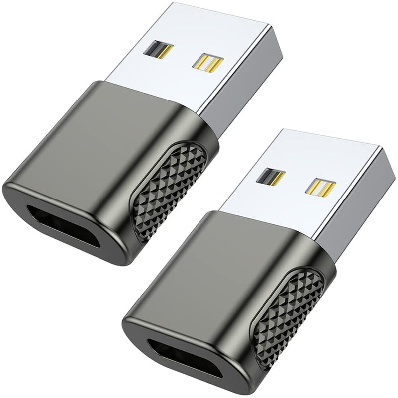AuviPal USB C Female to USB Male Adapter 2 Pack, USB A Charger to USB Type C Cable Converter for Apple Watch iWatch Series 7 SE, iPhone, AirPods, iPad, Samsung and More