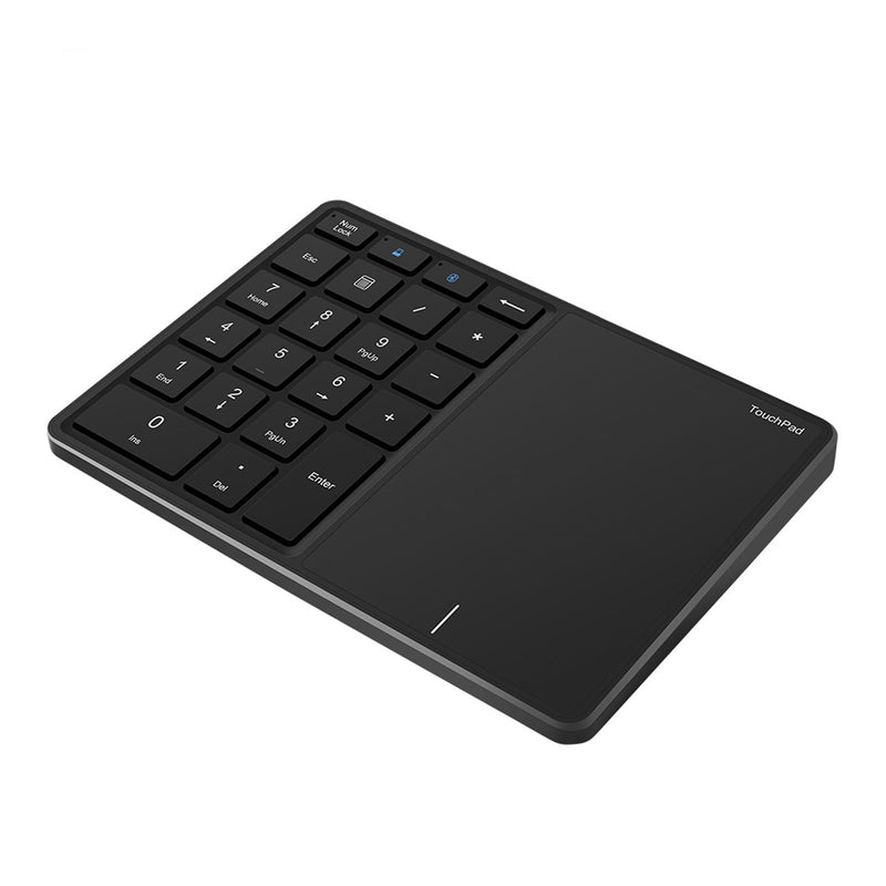 Sanpyl Numeric Keypad, 2 in 1 22 Keys 2.4G Touchpad Bluetooth 4.2 Number Pad, Type C Charging 500mAh Financial Accounting Keyboard, for Laptop, PC, Desktop(Black) black